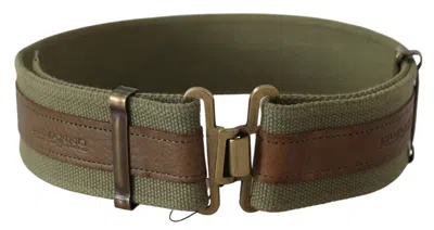 Ermanno Scervino Green Leather Rustic Bronze Buckle Army Women's Belt In Green