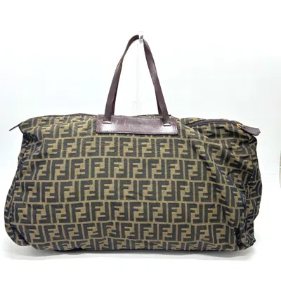 Pre-owned Fendi Brown Red Color Zucca Tote Bag () In Multi