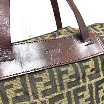 Pre-owned Fendi Brown Red Color Zucca Tote Bag () In Multi