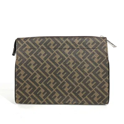 Pre-owned Fendi Brown Yellow Zucca Clutch Bag ()