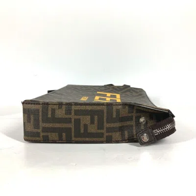 Pre-owned Fendi Brown Yellow Zucca Clutch Bag ()