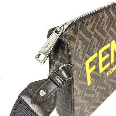 Pre-owned Fendi Brown Yellow Zucca Clutch Bag ()