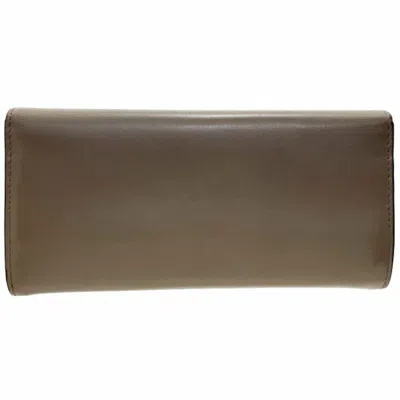 Pre-owned Fendi Gray Brown Leather Long Wallet (bi-fold) ()