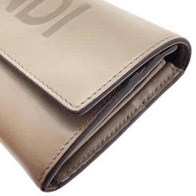 Pre-owned Fendi Gray Brown Leather Long Wallet (bi-fold) ()
