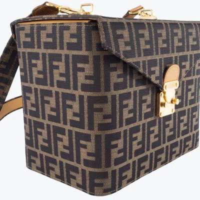 Pre-owned Fendi Zucca Brown Canvas Leather Shoulder Bag ()