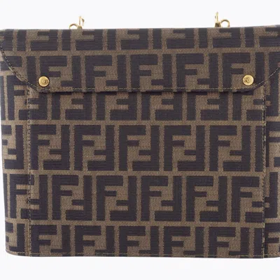 Pre-owned Fendi Zucca Brown Canvas Leather Shoulder Bag ()