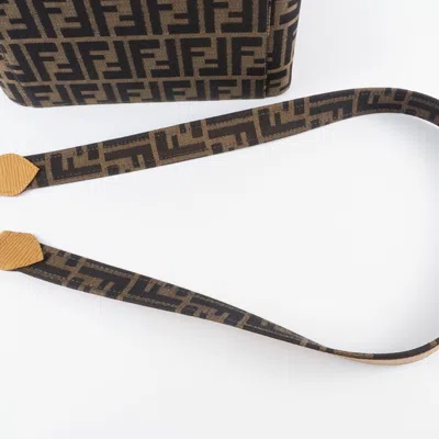 Pre-owned Fendi Zucca Brown Canvas Leather Shoulder Bag ()