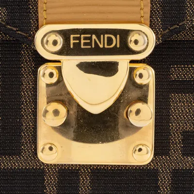 Pre-owned Fendi Zucca Brown Canvas Leather Shoulder Bag ()