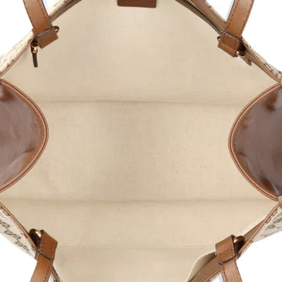 Pre-owned Gucci Beige Brown Gg Canvas Leather Tote Bag () In Multi