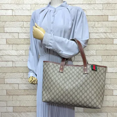 Pre-owned Gucci Beige Brown Gg Supreme Tote Bag () In Multi