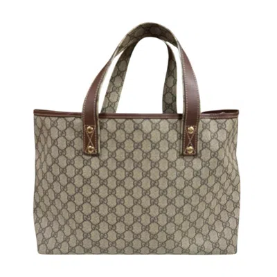 Pre-owned Gucci Beige Brown Gg Supreme Tote Bag () In Multi