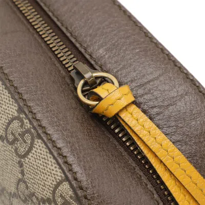Pre-owned Gucci Beige Brown Green Red Color Yellow Gg Supreme Leather Clutch Bag Shoulder Bag ()