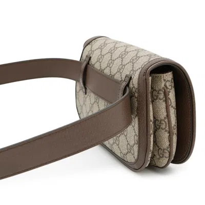 Pre-owned Gucci Beige Brown Pvc Leather Fanny Pack Sling Bag ()