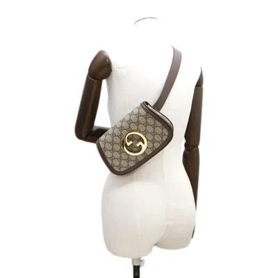 Pre-owned Gucci Beige Brown Pvc Leather Fanny Pack Sling Bag ()