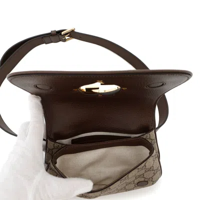 Pre-owned Gucci Beige Brown Pvc Leather Fanny Pack Sling Bag ()