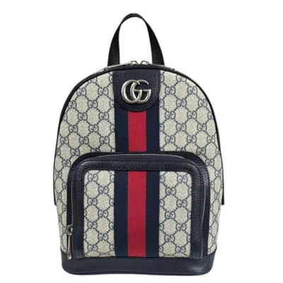 Pre-owned Gucci Beige Navy Gg Supreme Backpack () In Multi