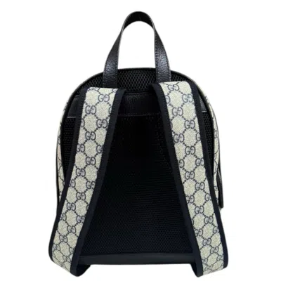Pre-owned Gucci Beige Navy Gg Supreme Backpack () In Multi