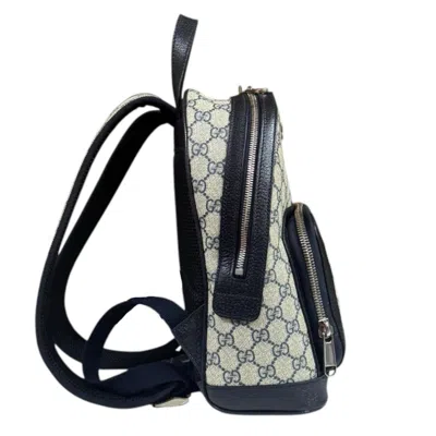 Pre-owned Gucci Beige Navy Gg Supreme Backpack () In Multi