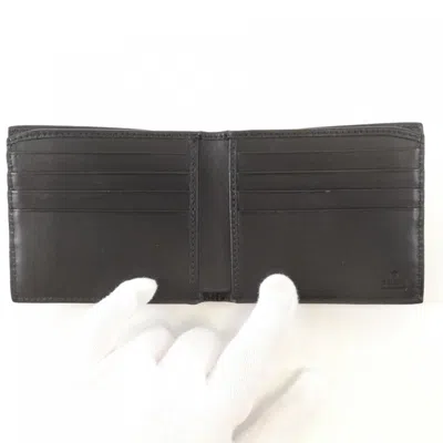 Pre-owned Gucci Black Red Color Gg Supreme Bill Wallet (bi-fold) () In Multi