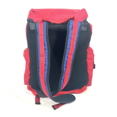 Pre-owned Gucci Black Red Color Nylon Canvas Backpack () In Multi