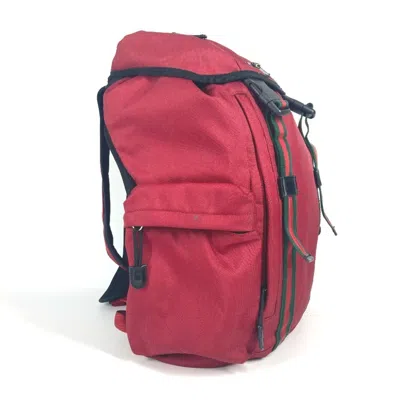 Pre-owned Gucci Black Red Color Nylon Canvas Backpack () In Multi