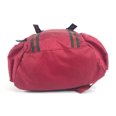 Pre-owned Gucci Black Red Color Nylon Canvas Backpack () In Multi