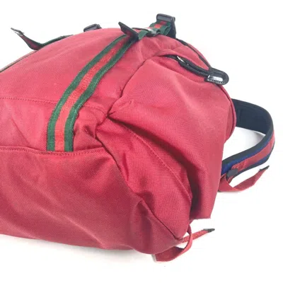 Pre-owned Gucci Black Red Color Nylon Canvas Backpack () In Multi
