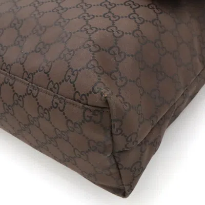 Pre-owned Gucci Dark Brown Nylon Leather Shoulder Bag ()