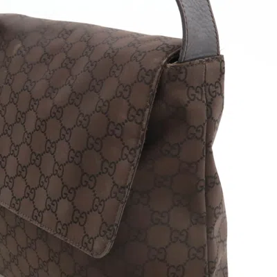 Pre-owned Gucci Dark Brown Nylon Leather Shoulder Bag ()