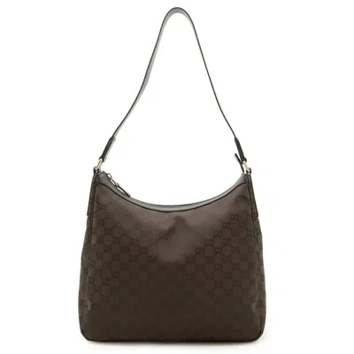 Pre-owned Gucci Dark Brown Nylon Leather Shoulder Bag ()