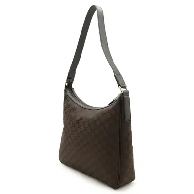 Pre-owned Gucci Dark Brown Nylon Leather Shoulder Bag ()