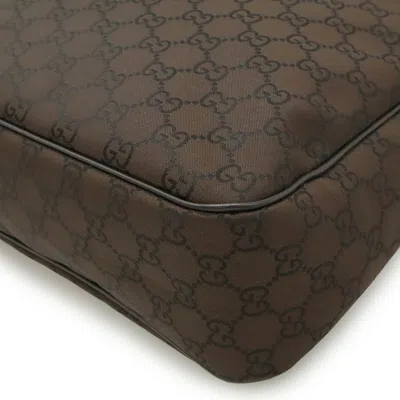 Pre-owned Gucci Dark Brown Nylon Leather Shoulder Bag ()