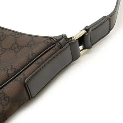Pre-owned Gucci Dark Brown Nylon Leather Shoulder Bag ()