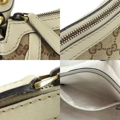Pre-owned Gucci Gg Canvas Beige Gg Canvas Leather Shoulder Bag () In Sand