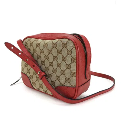 Pre-owned Gucci Gg Canvas Beige Red Color Canvas Leather Shoulder Bag () In Multi
