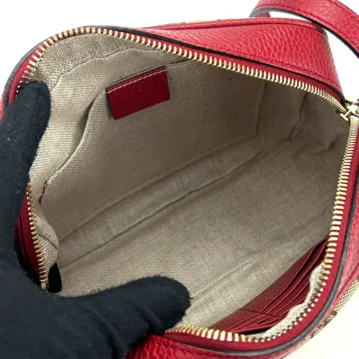 Pre-owned Gucci Gg Canvas Beige Red Color Canvas Leather Shoulder Bag () In Multi