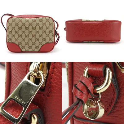 Pre-owned Gucci Gg Canvas Beige Red Color Canvas Leather Shoulder Bag () In Multi