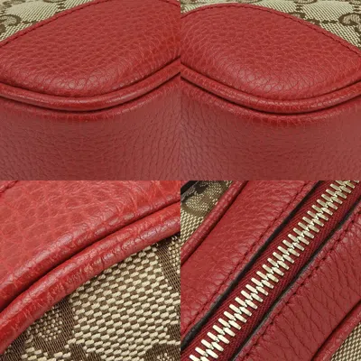 Pre-owned Gucci Gg Canvas Beige Red Color Canvas Leather Shoulder Bag () In Multi