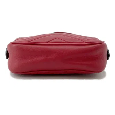 Pre-owned Gucci Gg Marmont Beige Red Color Leather Shoulder Bag () In Multi