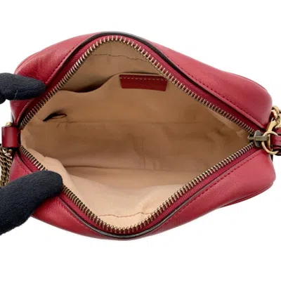 Pre-owned Gucci Gg Marmont Beige Red Color Leather Shoulder Bag () In Multi