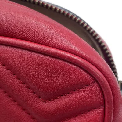 Pre-owned Gucci Gg Marmont Beige Red Color Leather Shoulder Bag () In Multi