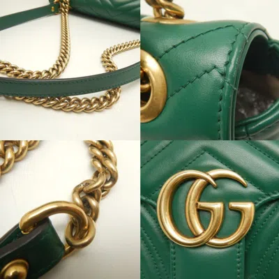 Pre-owned Gucci Gg Marmont Green Leather Shoulder Bag ()
