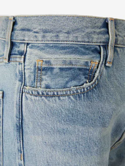 Fear Of God Men Blue Five-pocket Jeans With Front Logo Patch In Denim Man