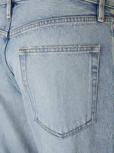 Fear Of God Men Blue Five-pocket Jeans With Front Logo Patch In Denim Man