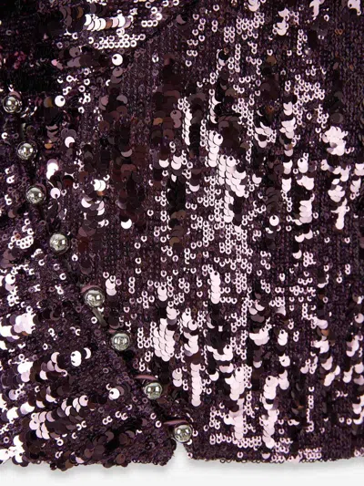 Rabanne Womens Beetroot Purple Mock-neck Sequin Woven Top In Purple