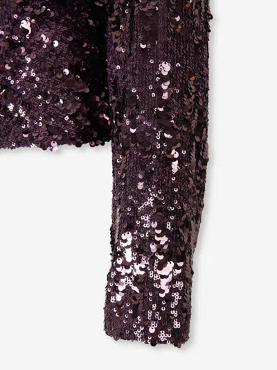 Rabanne Womens Beetroot Purple Mock-neck Sequin Woven Top In Purple