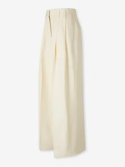 Jil Sander Wide Pleated Trousers In White