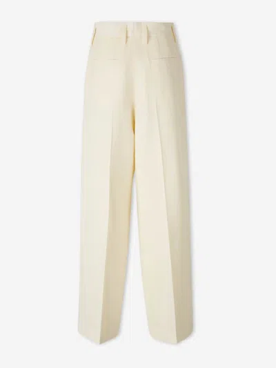 Jil Sander Wide Pleated Trousers In White