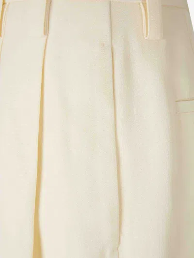 Jil Sander Wide Pleated Trousers In White