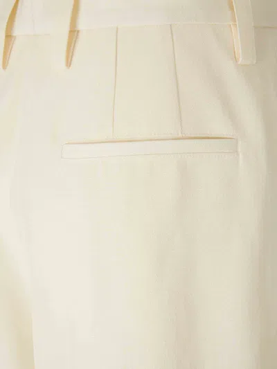 Jil Sander Wide Pleated Trousers In White